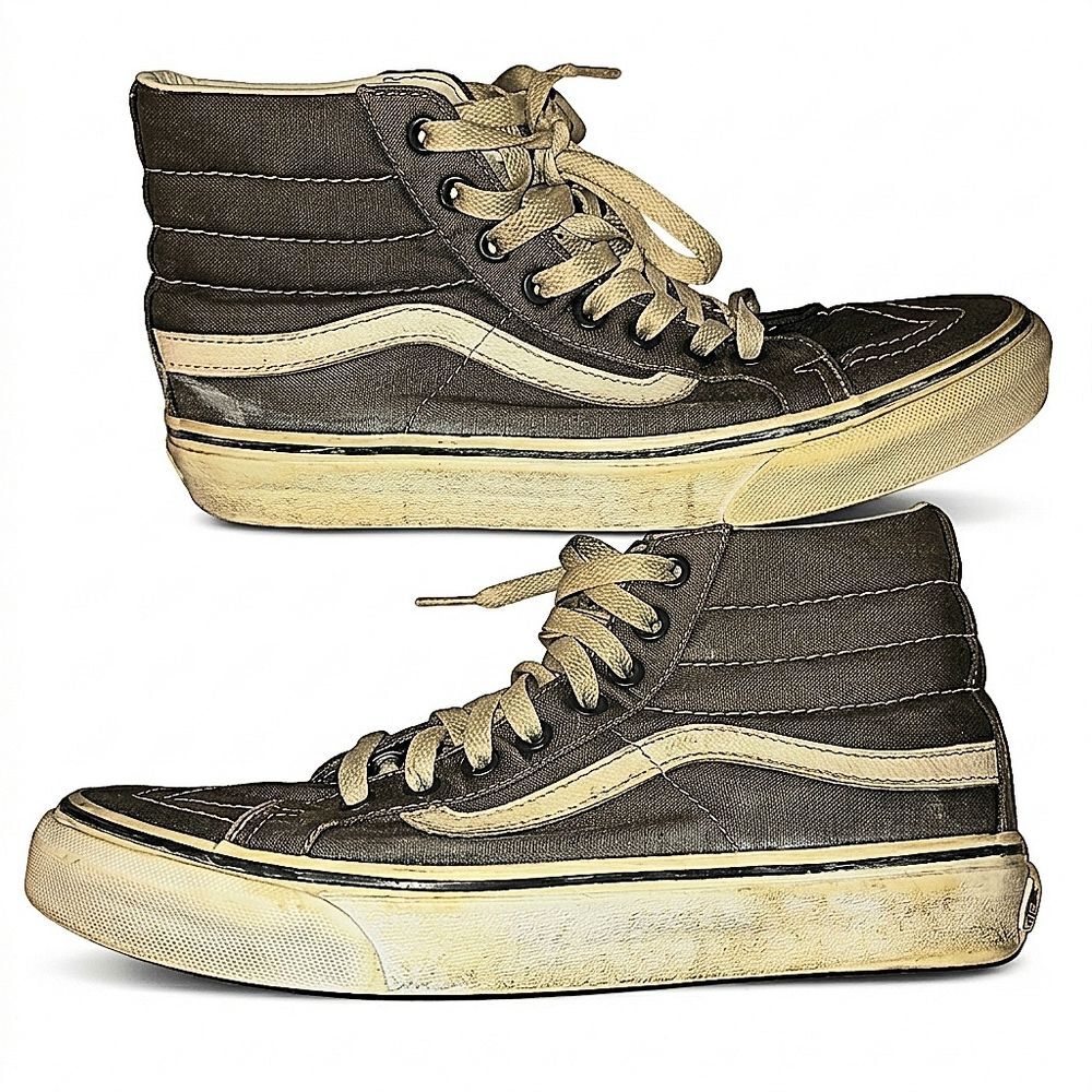 High-Top Canvas Skate Sneakers - Brown/Cream
